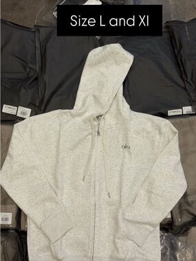 alo Light Gray Zip Hoodie